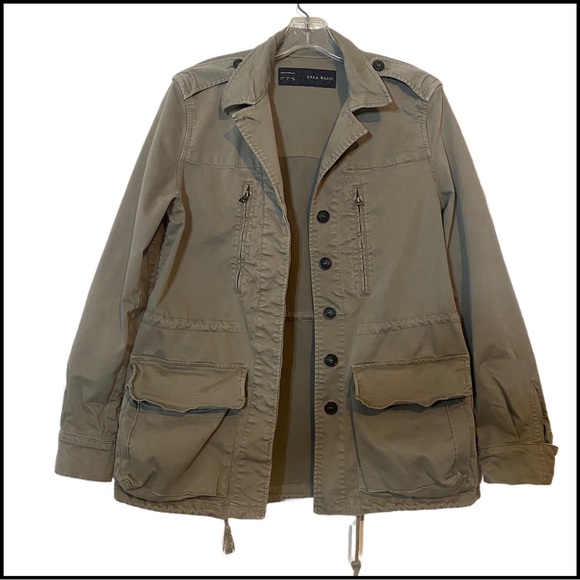 Zara Jackets & Blazers - ZARA Basic Military Utility Cargo Amy Olive Khaki Jacket L